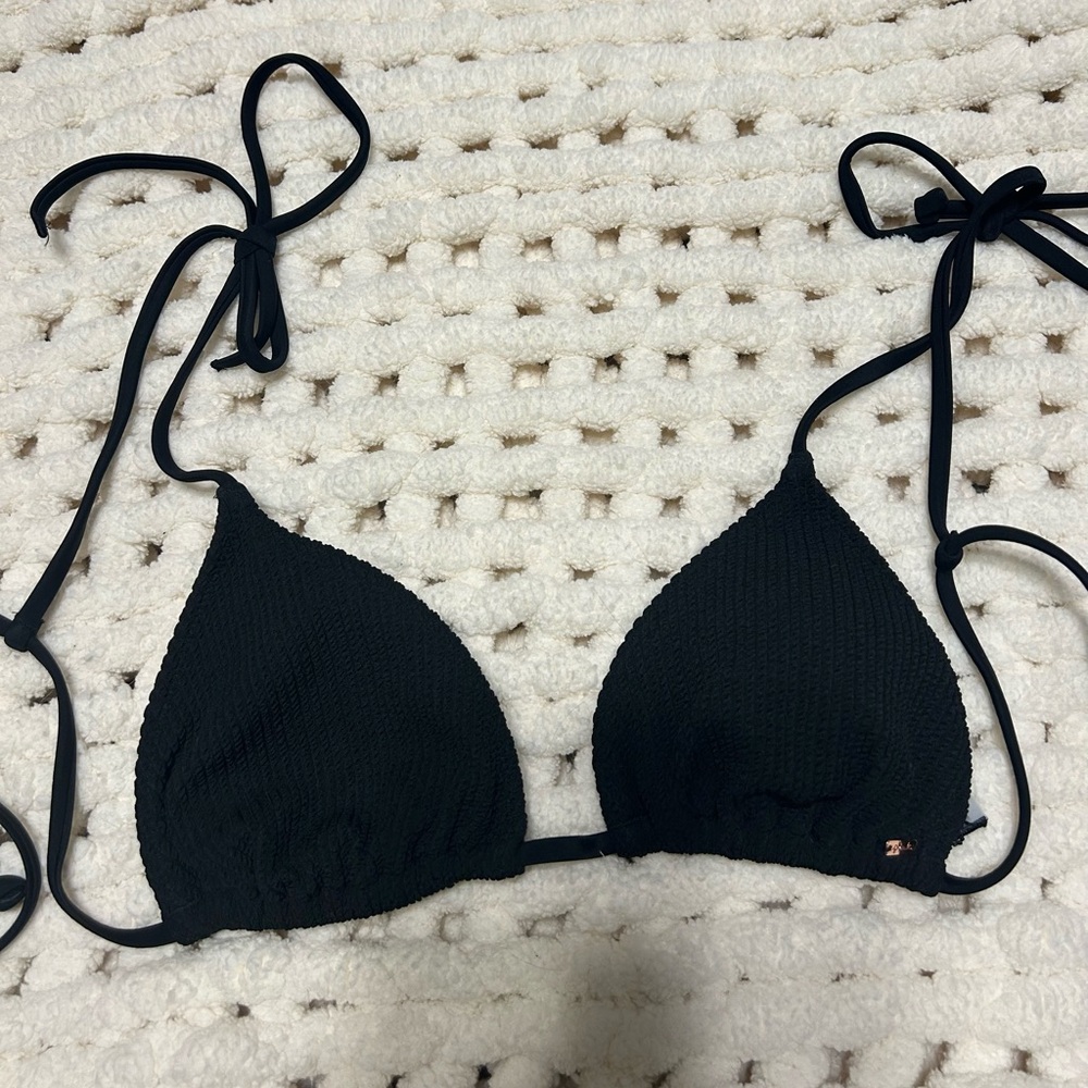 Victoria Secret Black Ribbed Triangle Bikini